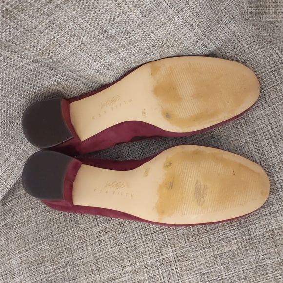 Suede Leather Pumps 7.5 B Wine 2" heels mesh panels Lord & Taylor Shoes EUC Cute - Picture 6 of 6